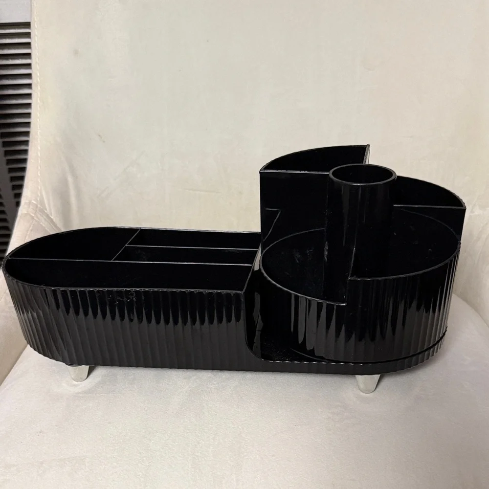 Black Makeup Organizer Set with Mirror
